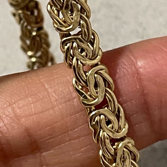 14K Yellow Gold and Diamonds AK Atasay Kuyumculuk 8" Byzantine Bracelet 7.58 gms - Picture 7 of 12